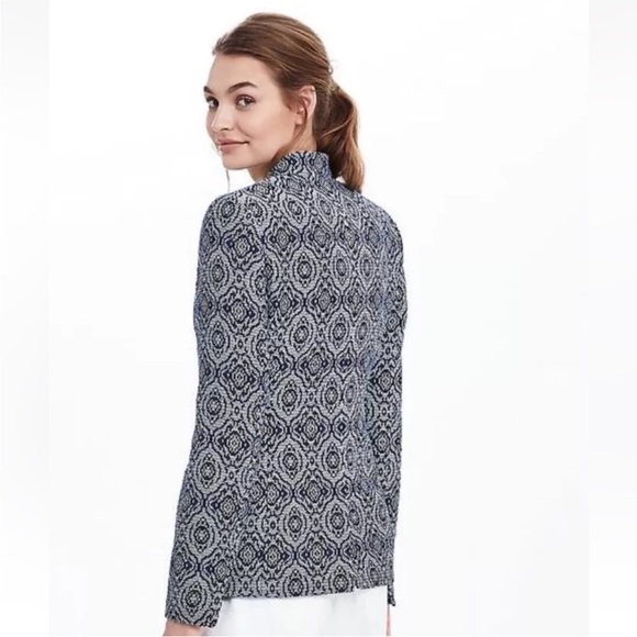 NWOT Banana Republic Tile Jacquard Blazer Marbled Blue Size 8 $178 - Picture 3 of 11